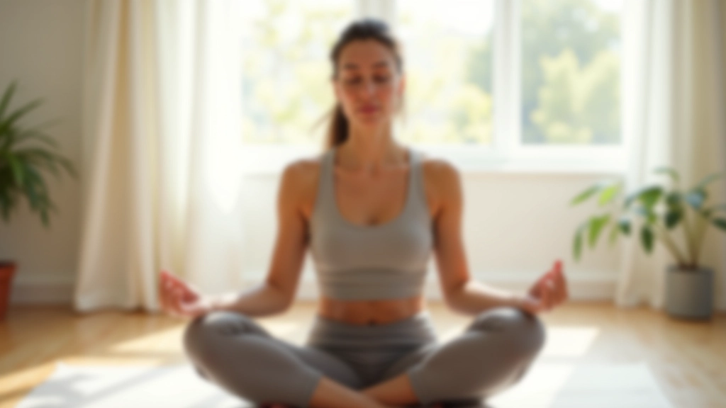 Žena v meditační pozici se soustředí na dech v klidné místnosti